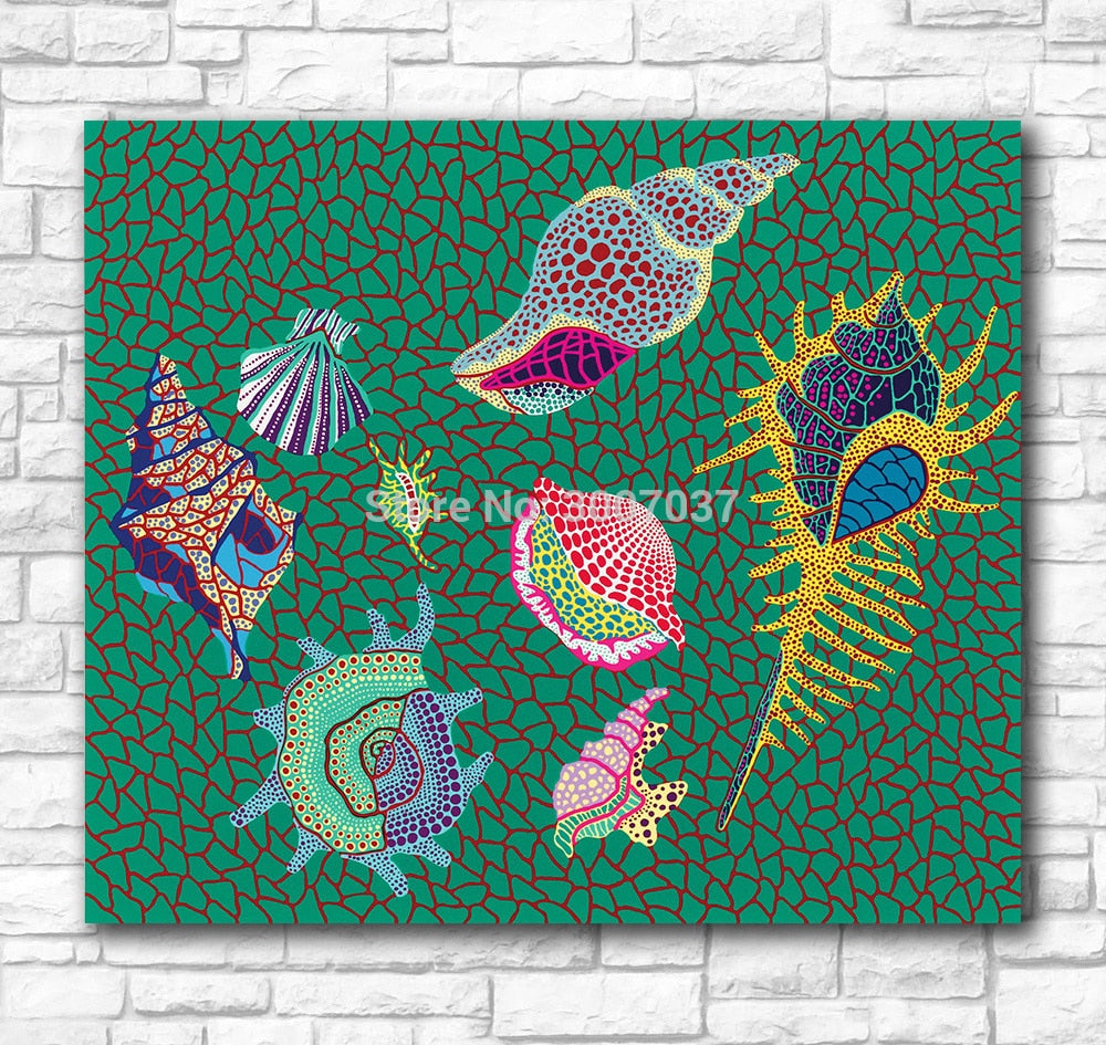 Wall Art Kusama Yayoi Shellfish, 1989 Painting For Living Room Home Decoration Hand pain te d Oil Painting On Canvas NO Frame